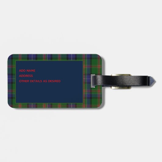 Persoonlijke JONES Tartan Heren Bagage Label (Achterkant horizontaal)