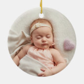 Persoonlijke jongen Girl Baptism Foto Rozen Floral Keramisch Ornament (Achterkant)