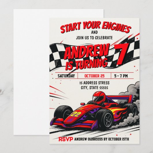 Persoonlijke jongen Sport Race Auto Verjaardagsfee Kaart (Voorkant / Achterkant)