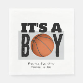 Persoonlijke Jongens Basketbal Baby Shower Wit Servet