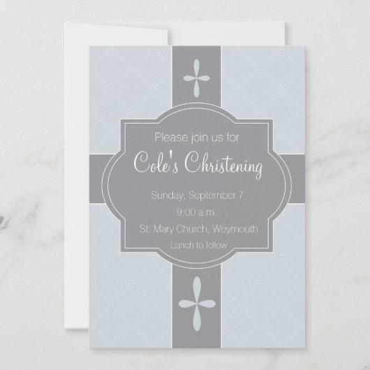 Persoonlijke jongens Christening, Baptism Uitnodig Kaart (Voorkant)