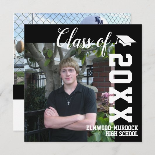 Persoonlijke jongens High School Afstuderen Aankondiging (Voorkant / Achterkant)