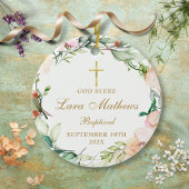 Persoonlijke Jongens Meisjes Doop Rozen Bloemen Keramisch Ornament