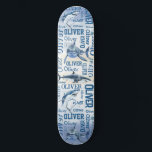 Persoonlijke jongens noemen de haaienenkollage persoonlijk skateboard<br><div class="desc">Persoonlijke jongens noemen het 'collage skateboard' van haaien. Het maakt een mooi cadeau voor jongens en mannen,  voor iedereen die van oceaan en haaien houdt.</div>