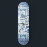 Persoonlijke jongens noemen de haaienenkollage persoonlijk skateboard<br><div class="desc">Persoonlijke jongens noemen het 'collage skateboard' van haaien. Het maakt een mooi cadeau voor jongens en mannen, voor iedereen die van oceaan en haaien houdt.</div>