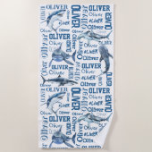 Persoonlijke jongens noemen de haaienenkollage strandlaken (Voorkant)