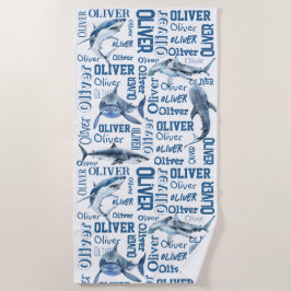 Persoonlijke jongens noemen de haaienenkollage strandlaken