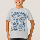 Persoonlijke jongens noemen de haaienenkollage t-shirt (Voorkant)