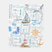 Persoonlijke jongens noemen zeeverzeiling fleece deken (Voorkant)