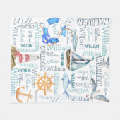 Persoonlijke jongens noemen zeeverzeiling fleece deken (Voorkant (Horizontaal))