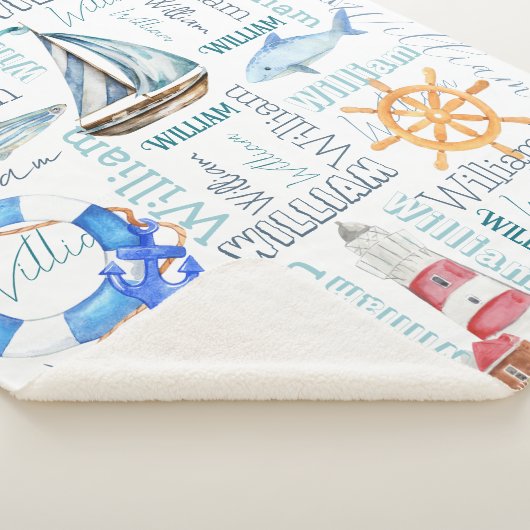 Persoonlijke jongens noemen zeeverzeiling sherpa deken (3/4)