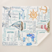 Persoonlijke jongens noemen zeeverzeiling sherpa deken (Voorkant (horizontaal))