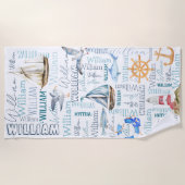 Persoonlijke jongens noemen zeeverzeiling strandlaken (Voorkant)