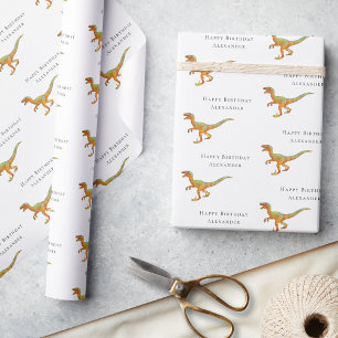 Persoonlijke Jongensnaam Gelukkige Verjaardag Dino Cadeaupapier