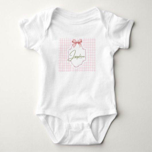 Persoonlijke Josephine Baby Meisje Nursery Gingham Romper (Voorkant)