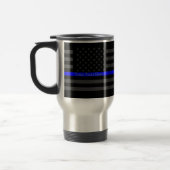 Persoonlijke Jouw naam Thin Blue Line Grey US-vlag Reisbeker (Links)