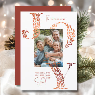 Persoonlijke Joy Botanische Familie Kerst Foto Feestdagenkaart