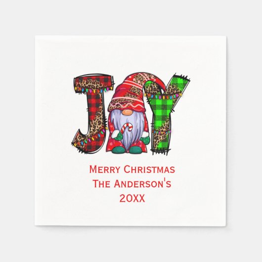 Persoonlijke Joy Gnomen Merry Kerstparty Servet (Voorkant)