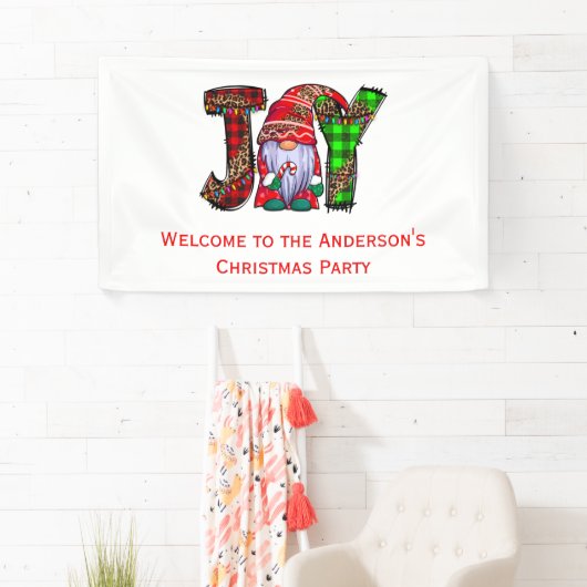 Persoonlijke Joy Gnomen Merry Kerstparty Spandoek (Insitu)