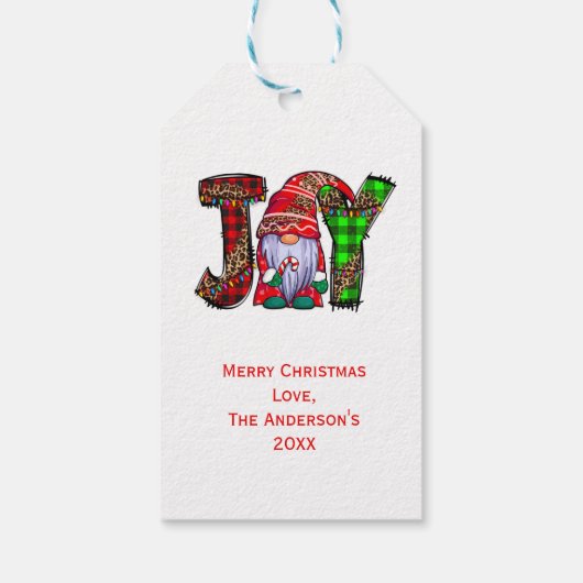 Persoonlijke Joy Gnomes Merry Kerstmis Cadeaulabel (Achterkant)