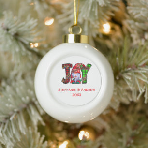 Persoonlijke Joy Gnomes Merry Kerstmis Keramische Bal Ornament