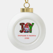 Persoonlijke Joy Gnomes Merry Kerstmis Keramische Bal Ornament (Voorkant)