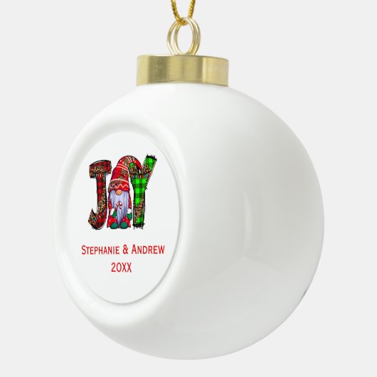 Persoonlijke Joy Gnomes Merry Kerstmis Keramische Bal Ornament (Rechts)