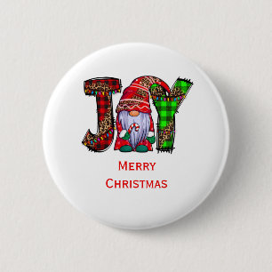 Persoonlijke Joy Gnomes Merry Kerstmis Ronde Button 5,7 Cm