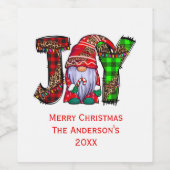 Persoonlijke Joy Gnomes Merry Kerstmis Wijn Etiket (Enkel label)