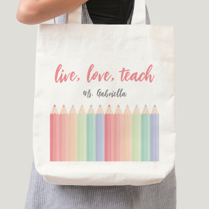 Persoonlijke Juf Bedankings Kleurrijke Regenboog Tote Bag
