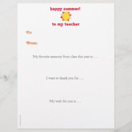 Persoonlijke juf/meester bedankbrief eind van het 