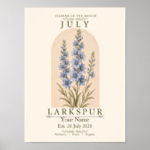 Persoonlijke July Ridderspoor Geboortebloem Poster (Voorkant)