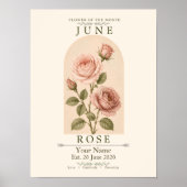 Persoonlijke June Roos Geboortebloem Poster (Voorkant)