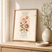 Persoonlijke June Roos Geboortebloem Poster