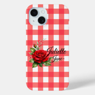 Persoonlijke June Rose Gingham Hoesje voor Telefoo