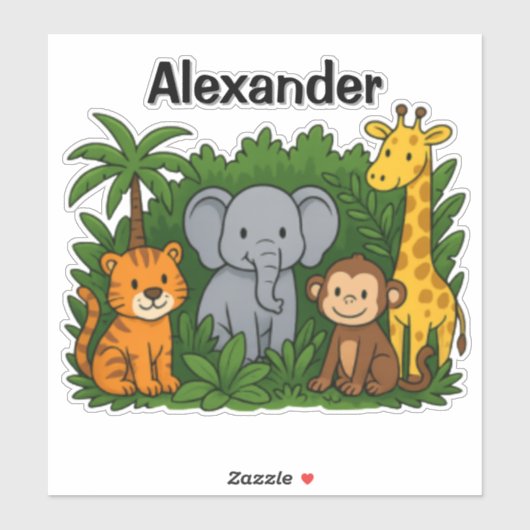 Persoonlijke Jungle Dieren Stickers – Leuk & Wild (Vel)