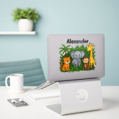 Persoonlijke Jungle Dieren Stickers – Leuk & Wild (Laptop op bureau)