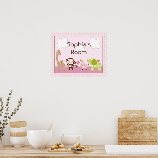 Persoonlijke Jungle Jill/Meisje Dieren Poster/Pren Poster (Keuken)