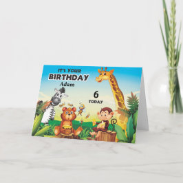 Persoonlijke Jungle Safari Kinderverjaardag Kaart