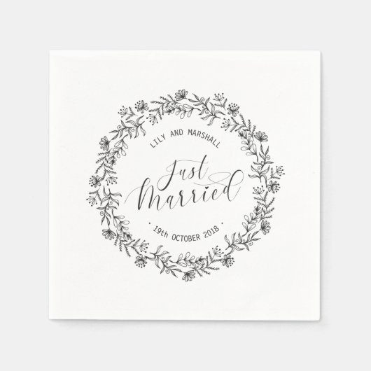 Persoonlijke 'Just Married' bloemensieraden | Papi Servet (Voorkant)