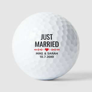 Persoonlijke 'Just Married' Golfballen Trouwcadeau