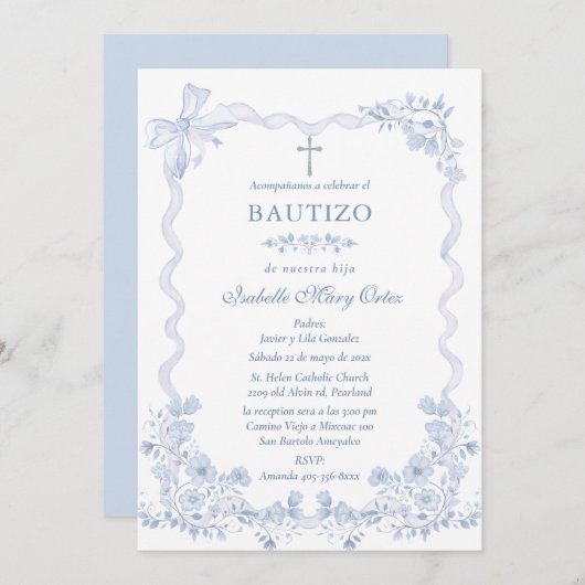 Persoonlijke kaart Doopfeest Meisje (Voorkant / Achterkant)