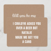 Persoonlijke kaart grappig voorstel aan bruidsjonk (Voorkant / Achterkant)