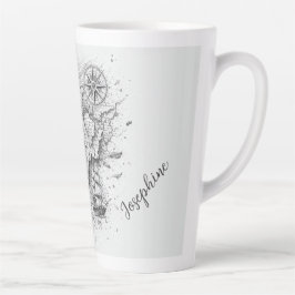 Persoonlijke kaart kompas vrouw kunst vintage chic latte mok