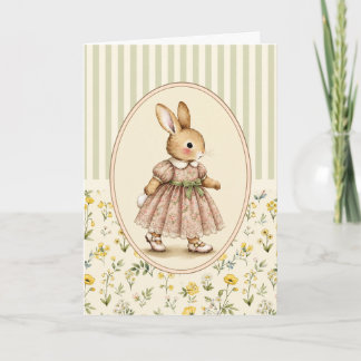 Persoonlijke kaart met pastel vintage konijntje me