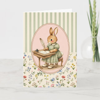 Persoonlijke kaart met pastel vintage konijntje me