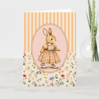 Persoonlijke kaart met pastel vintage konijntje me