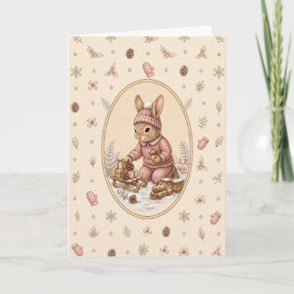 Persoonlijke kaart met pastel vintage konijntje me