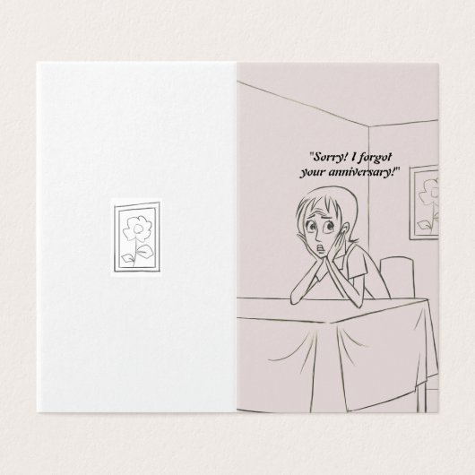 Persoonlijke kaart met verlaat jubileumwens (Buitenkant ongevouwen)