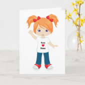 Persoonlijke kaart Rode haar meisje (Gele Bloem)